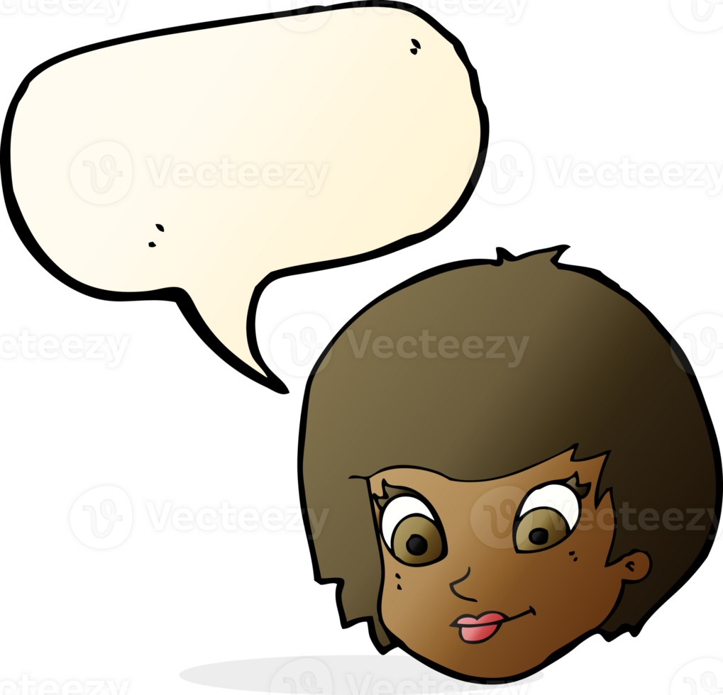 cartoon female face with speech bubble png