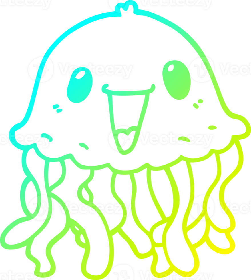 cold gradient line drawing cartoon jellyfish png