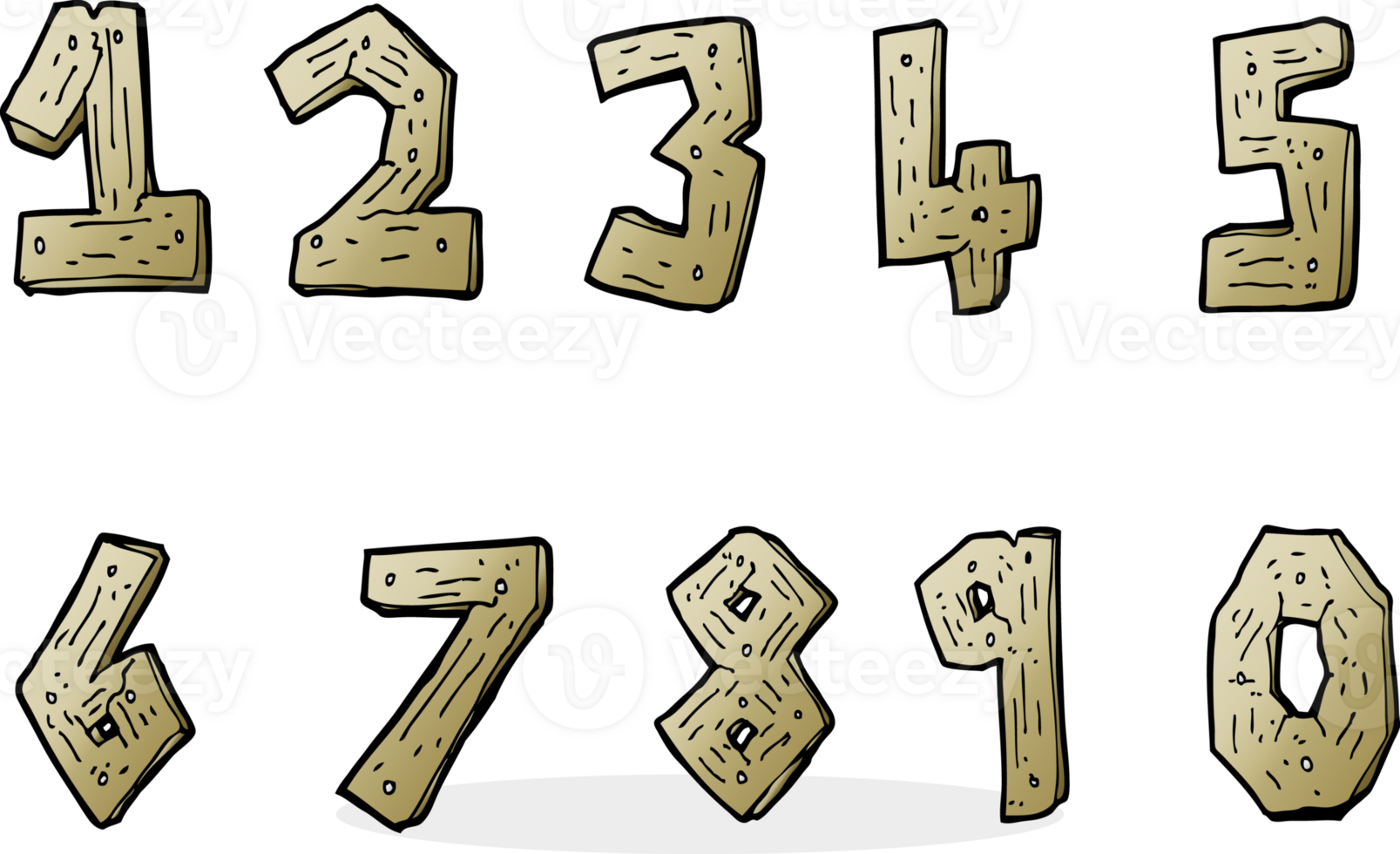 cartoon wooden numbers png