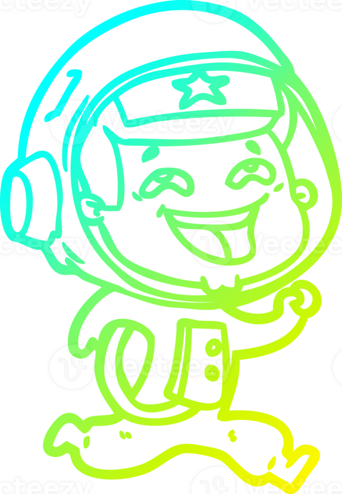 cold gradient line drawing cartoon laughing astronaut png