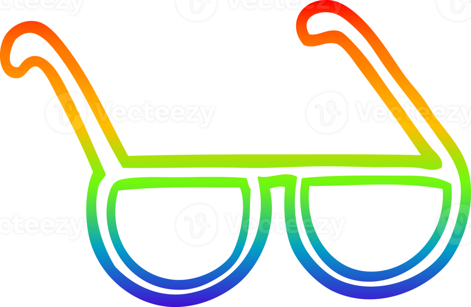 rainbow gradient line drawing cartoon sunglasses png