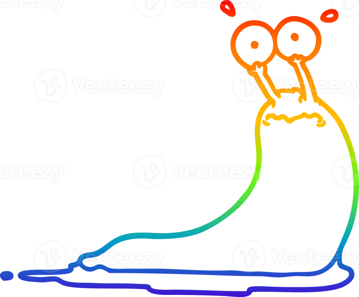 rainbow gradient line drawing cartoon slug png
