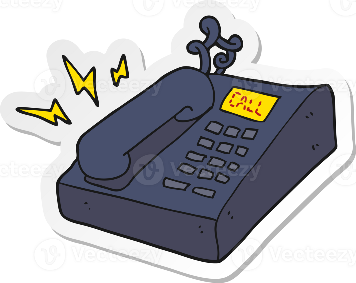 sticker of a cartoon office telephone png