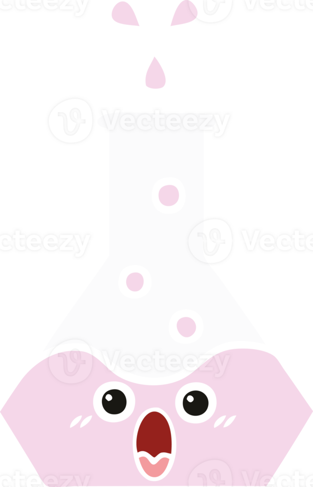 flat color retro cartoon science beaker png