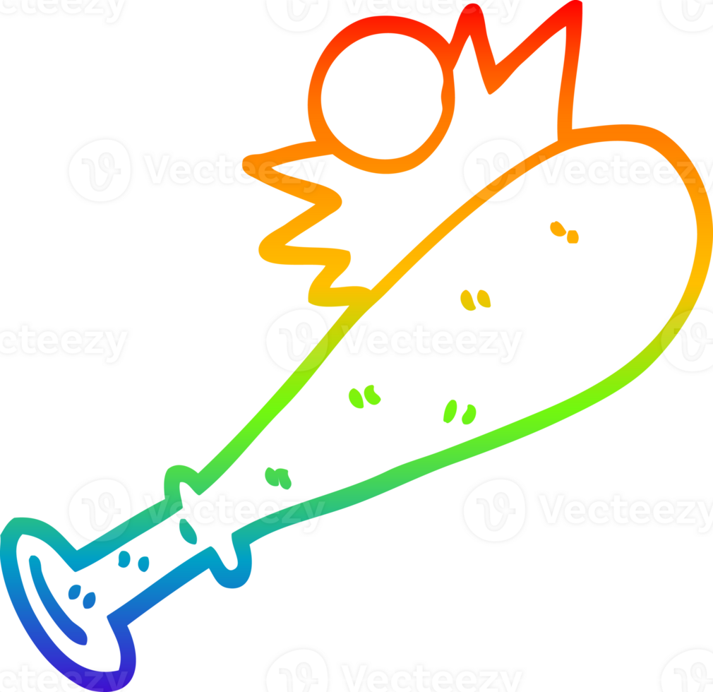 rainbow gradient line drawing cartoon baseball bat png