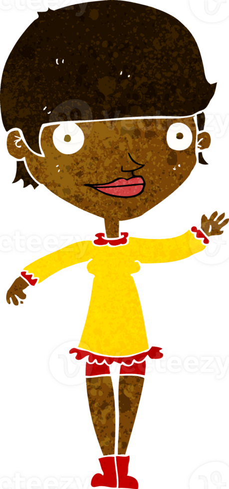cartoon waving woman png