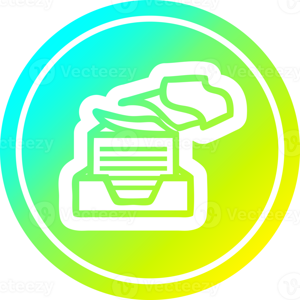 office paper stack circular in cold gradient spectrum png