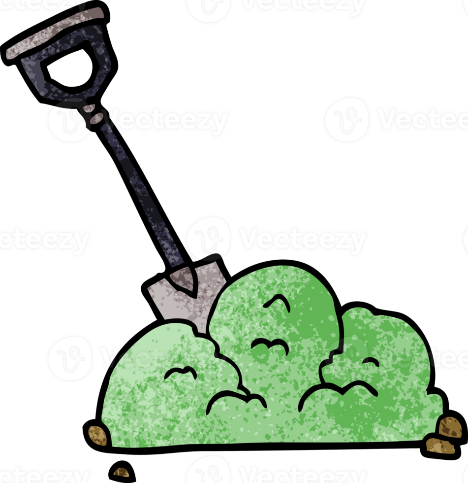 cartoon doodle spade in garbage png