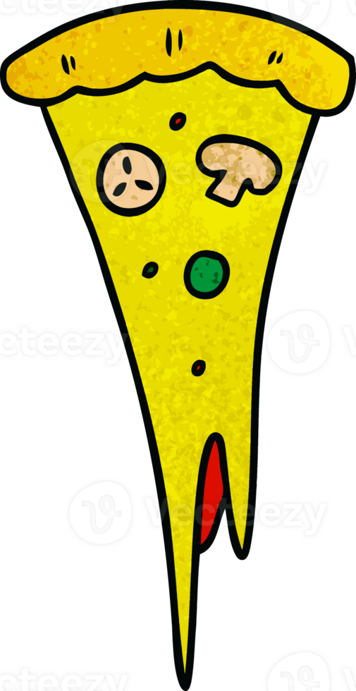 textured cartoon doodle of a slice of pizza png