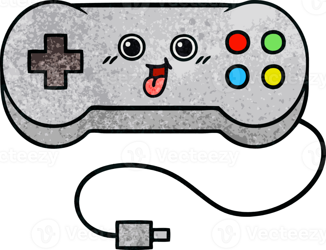 retro grunge texture cartoon game controller png
