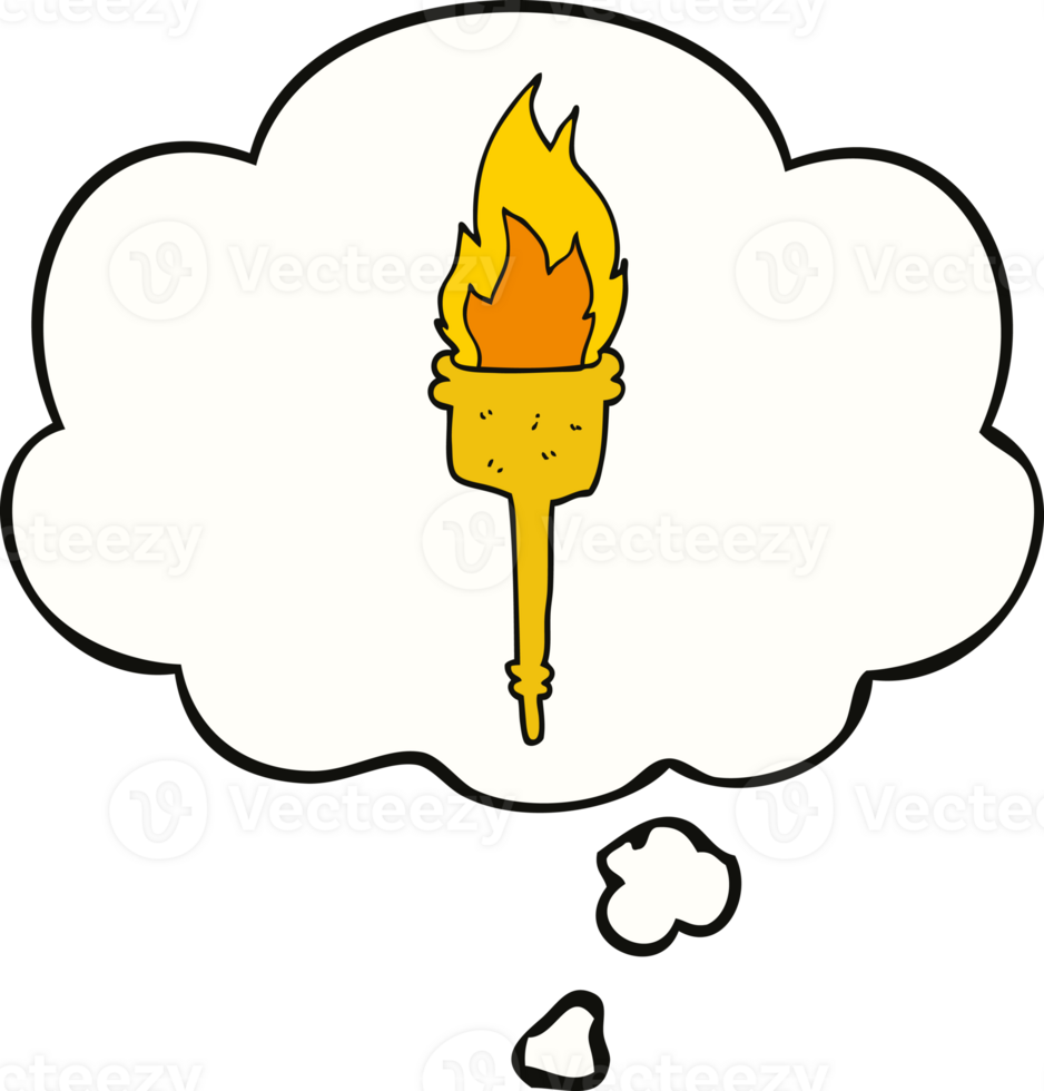 cartoon flaming torch and thought bubble png