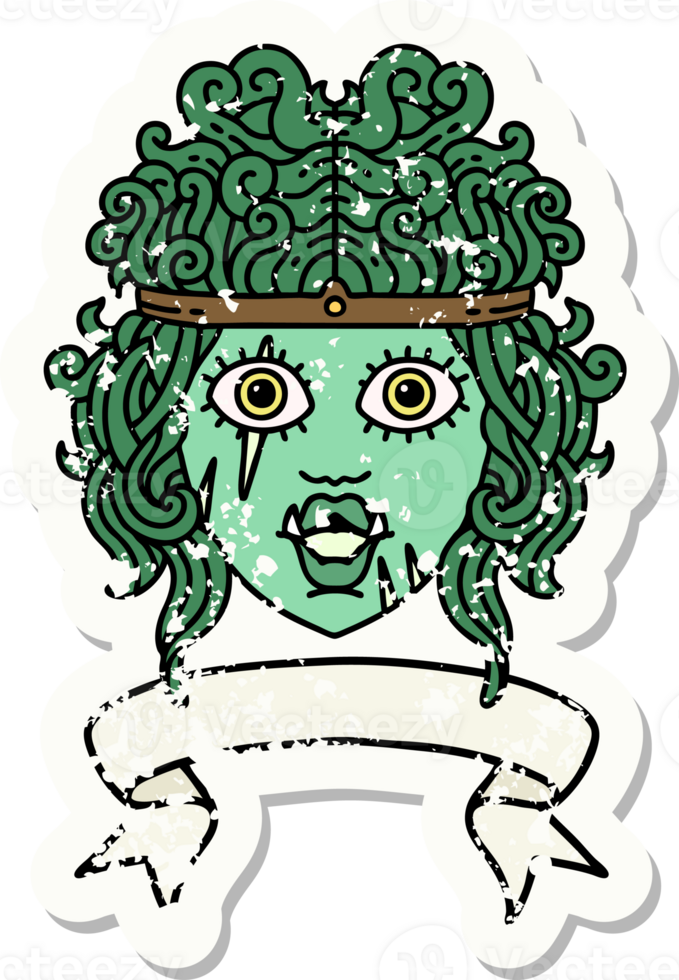 orc barbarian character face with banner illustration png