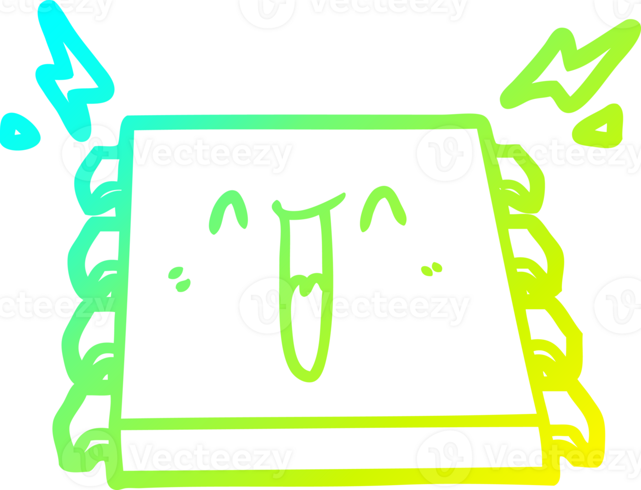 cold gradient line drawing happy computer chip cartoon png