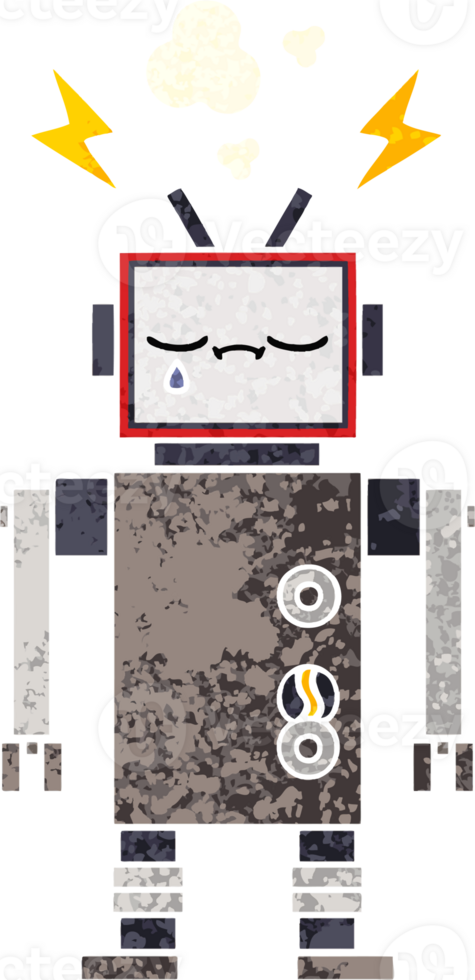 retro illustration style cartoon robot png