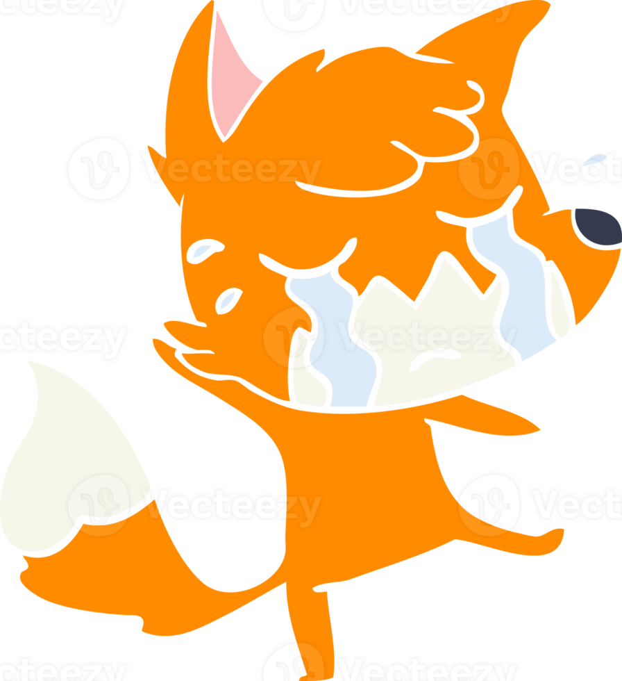 crying fox flat color style cartoon png