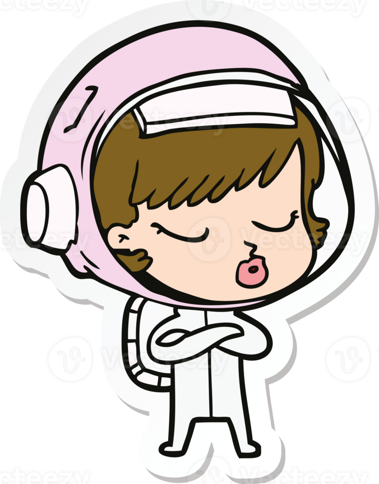 sticker of a cartoon pretty astronaut girl png
