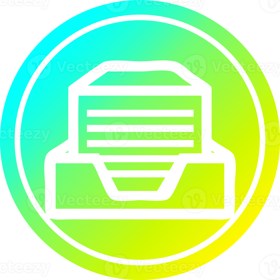 office paper stack circular in cold gradient spectrum png