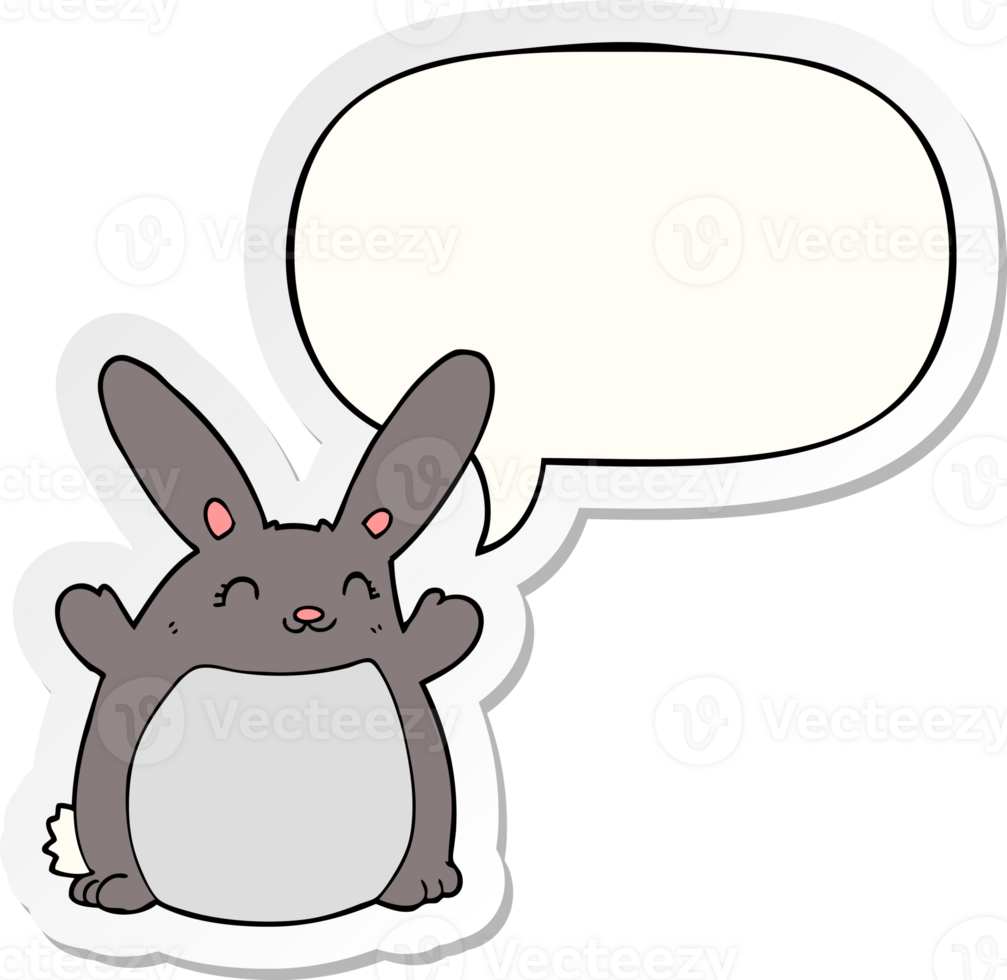 cartoon rabbit and speech bubble sticker png