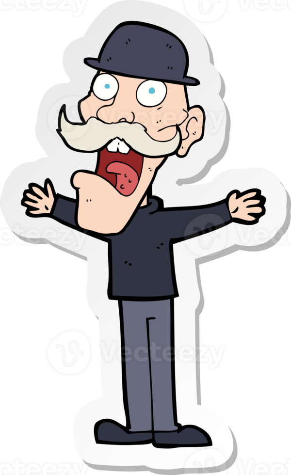 sticker of a cartoon man wearing bowler hat png