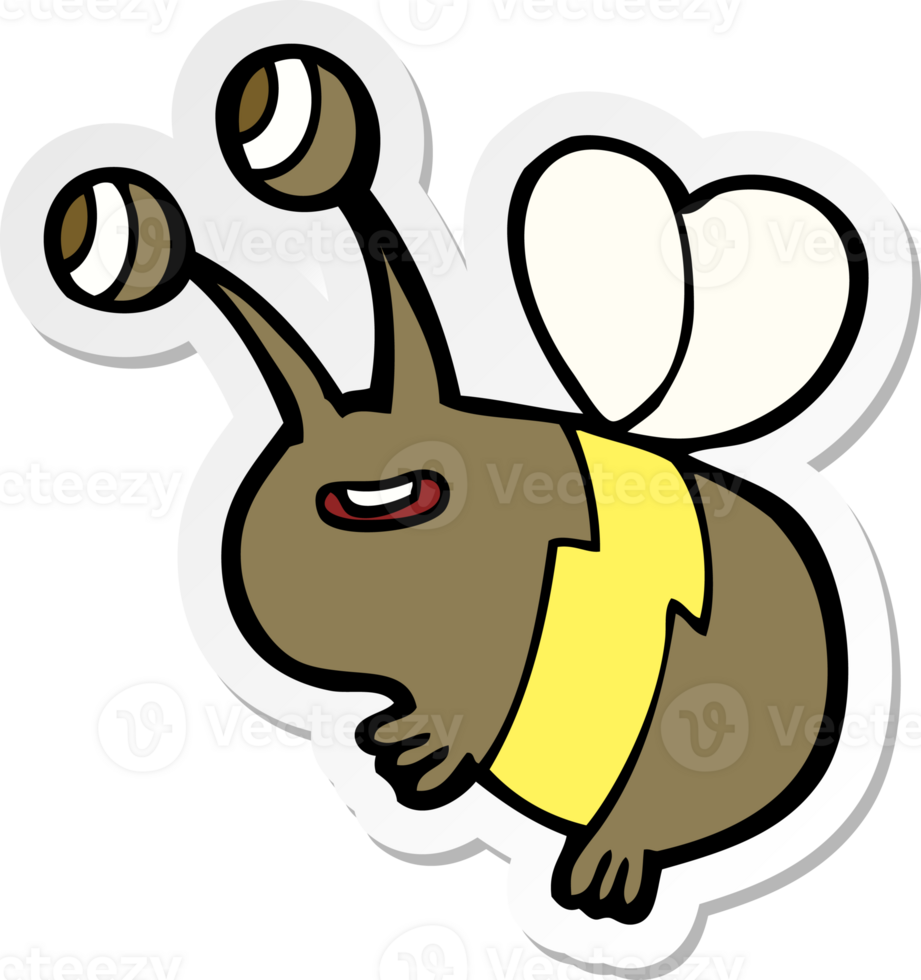 sticker of a cartoon happy bee png