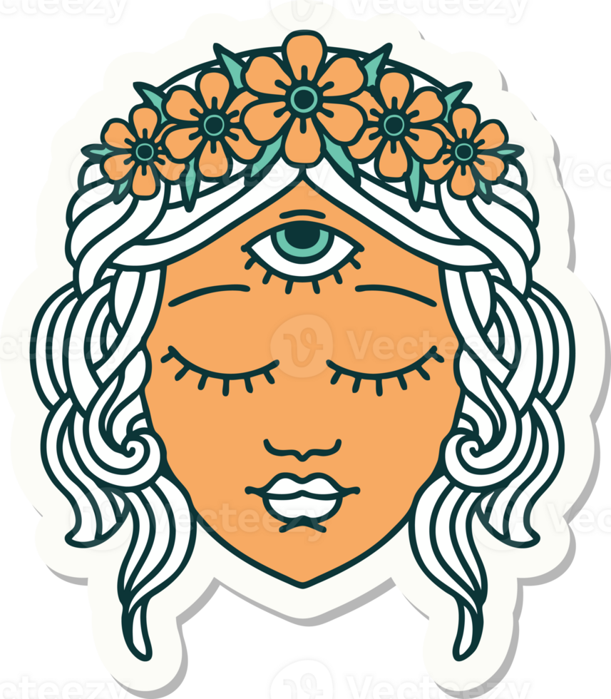tattoo style sticker of female face png