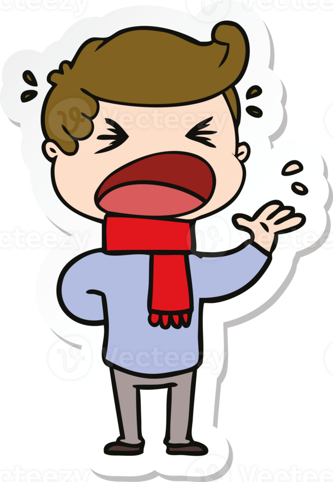sticker of a cartoon shouting man png