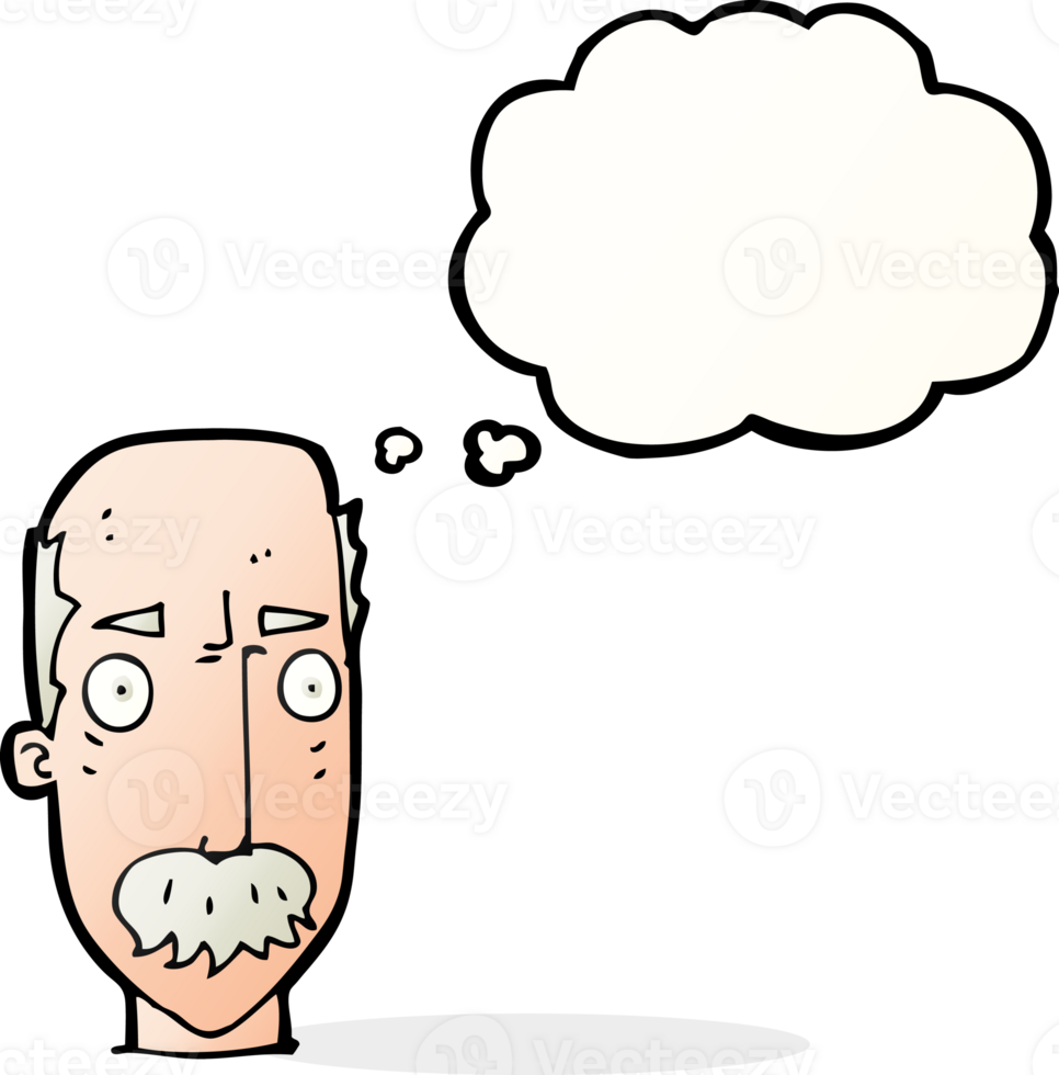 cartoon annoyed old man with thought bubble png