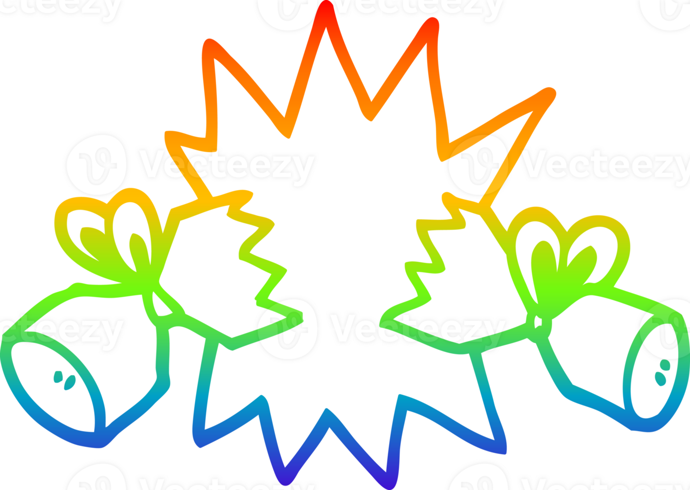 rainbow gradient line drawing cartoon cracker png