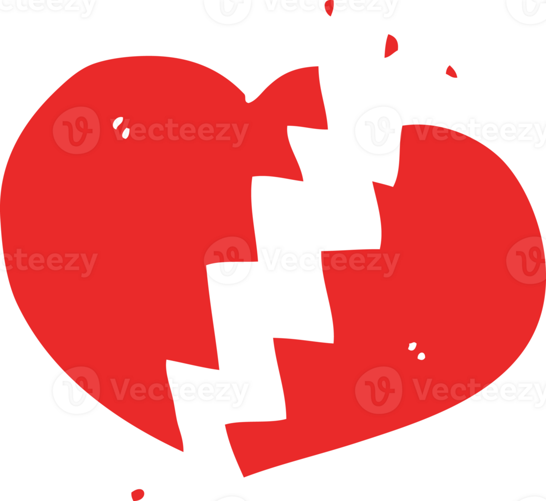 flat color style cartoon broken heart png