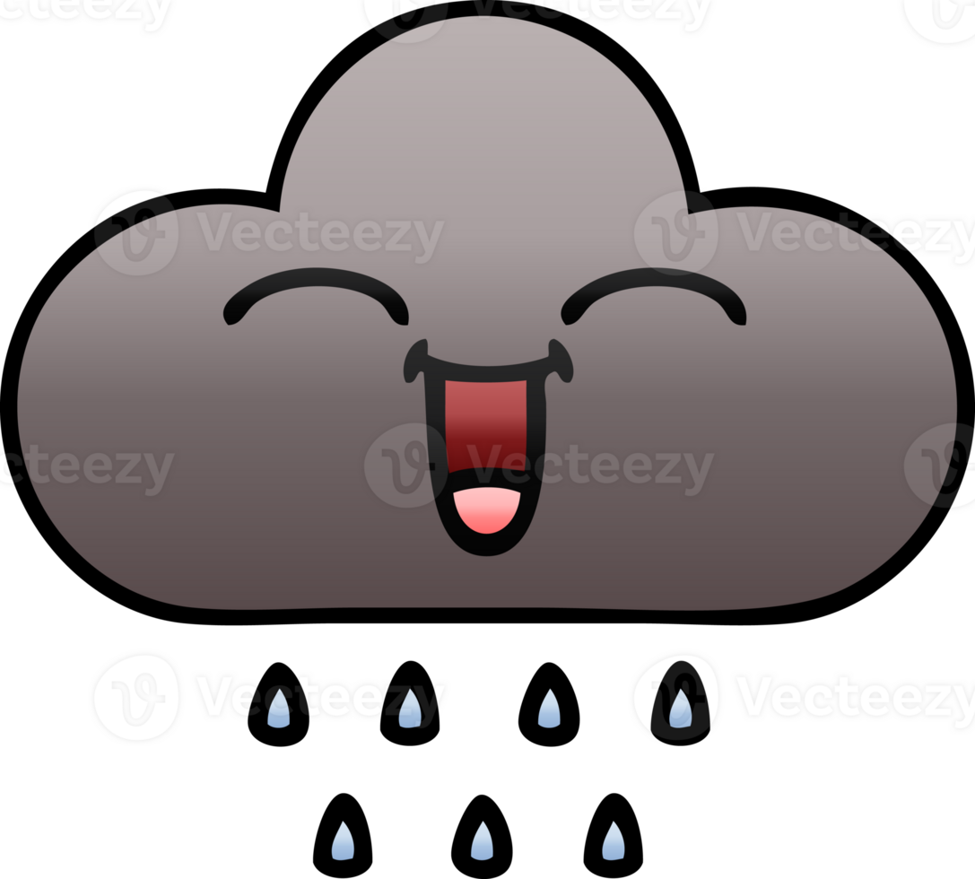 gradient shaded cartoon storm rain cloud png