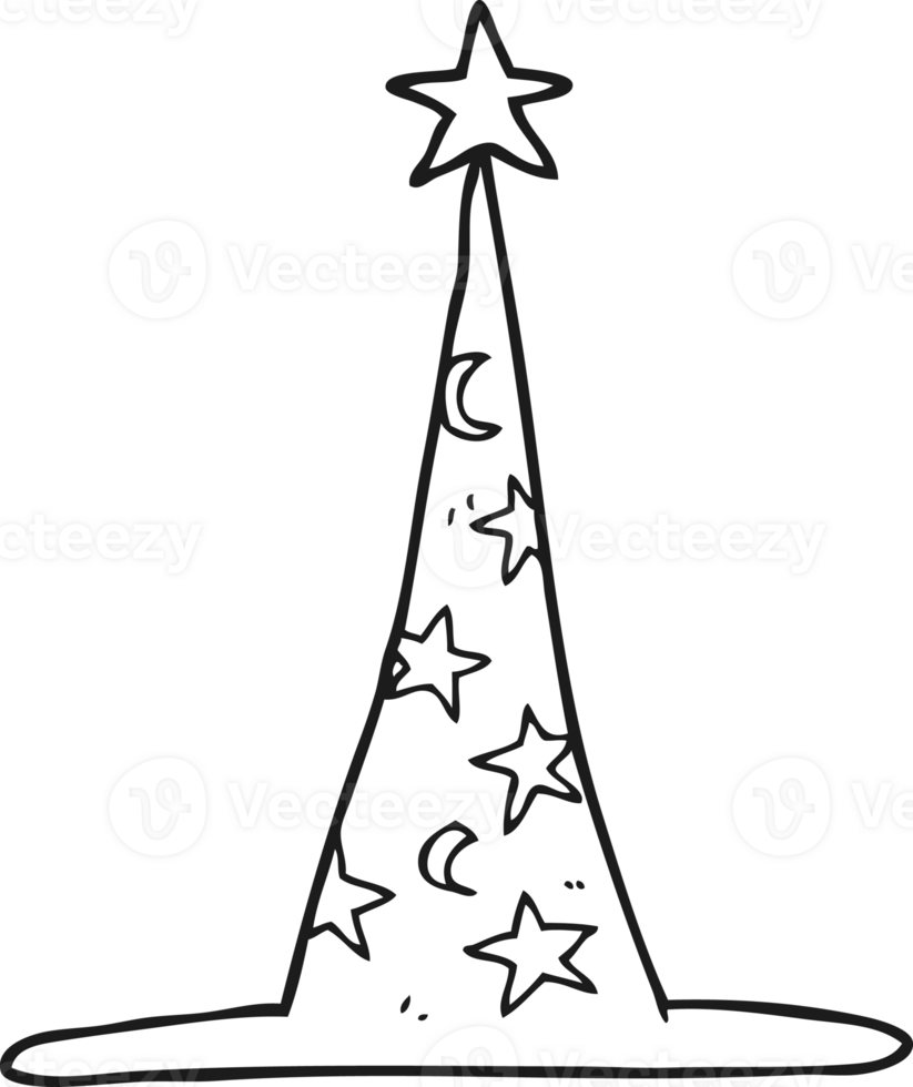 black and white cartoon wizard hat png