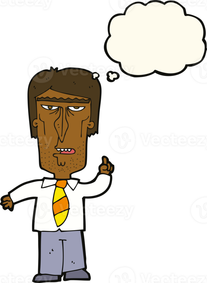 cartoon grumpy boss with thought bubble png