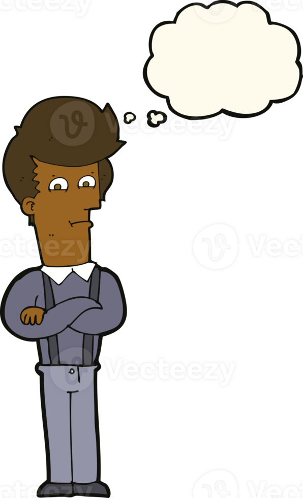 cartoon annoyed man with thought bubble png