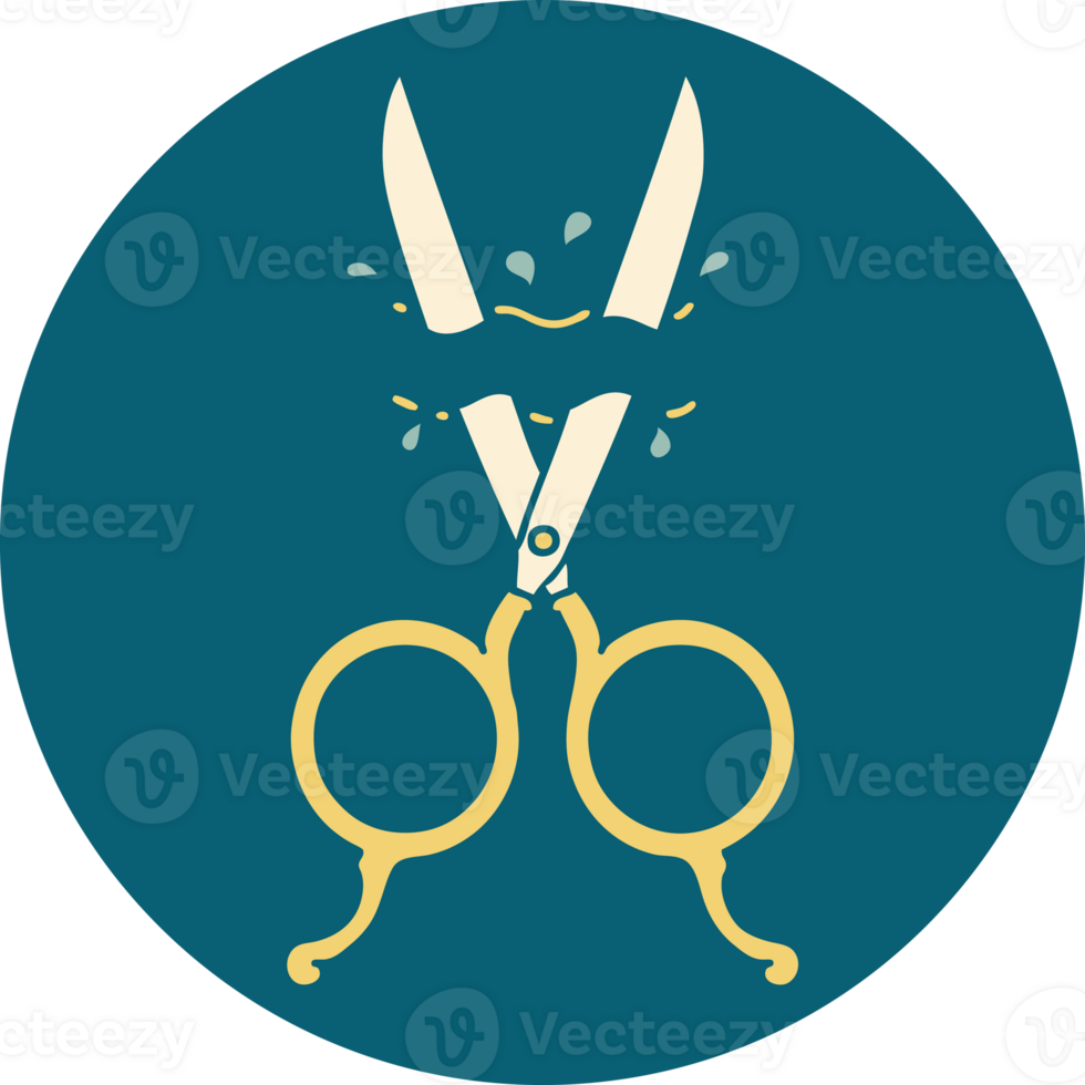 tattoo style icon of barber scissors png