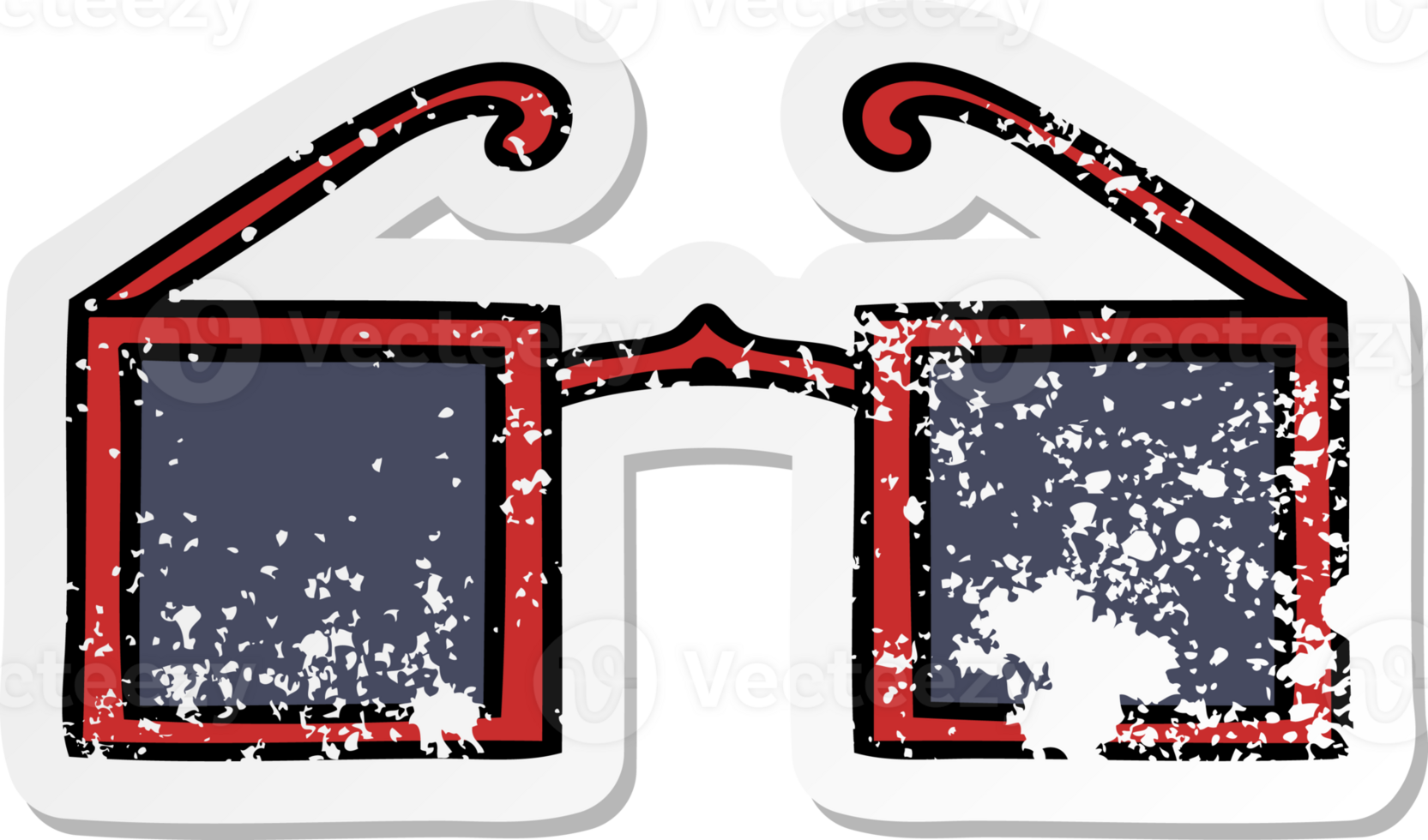 distressed sticker of a cute cartoon xray glasses png