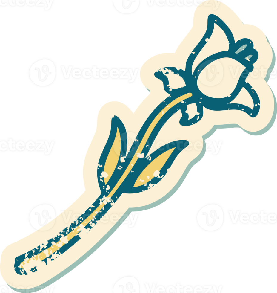 distressed sticker tattoo style icon of a lily png