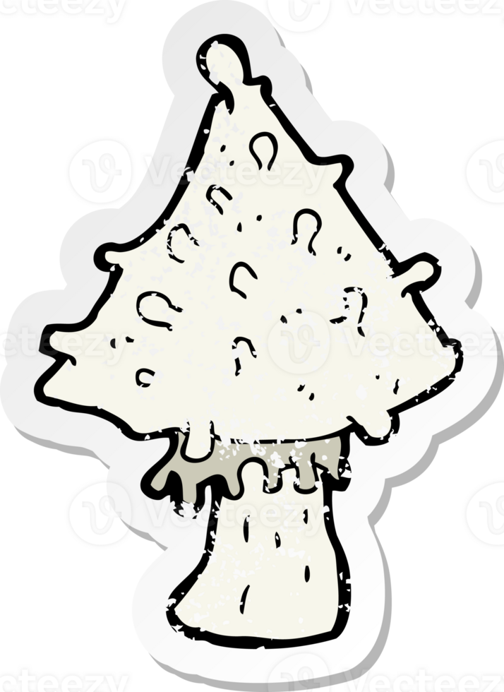 retro distressed sticker of a cartoon mushroom png