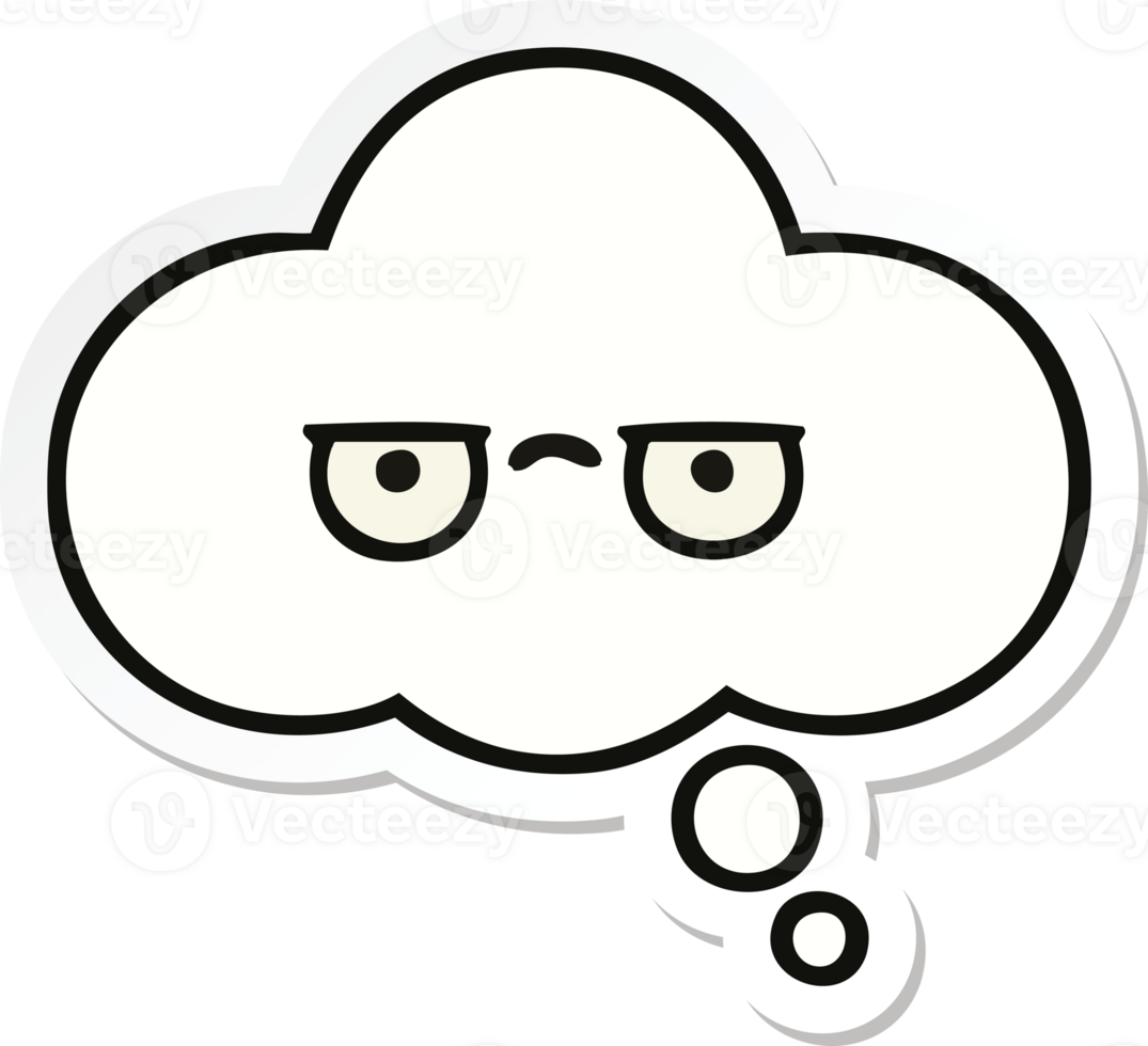 sticker of a cute cartoon thought bubble png
