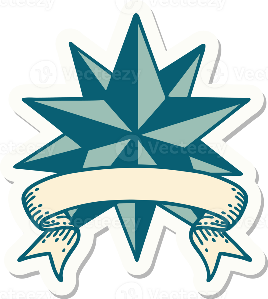 tattoo sticker with banner of a star png