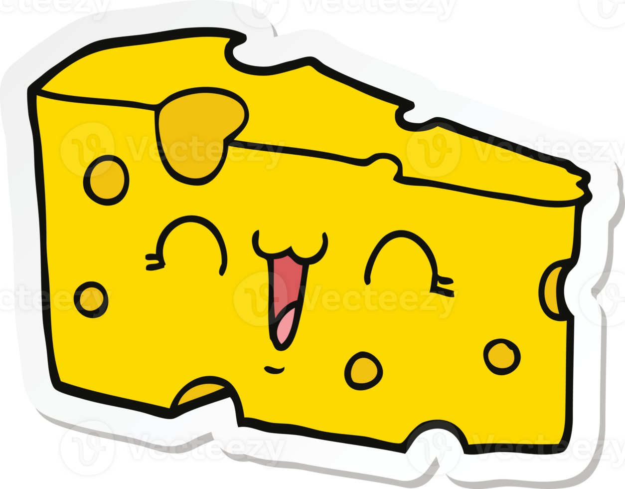 sticker of a cartoon cheese png