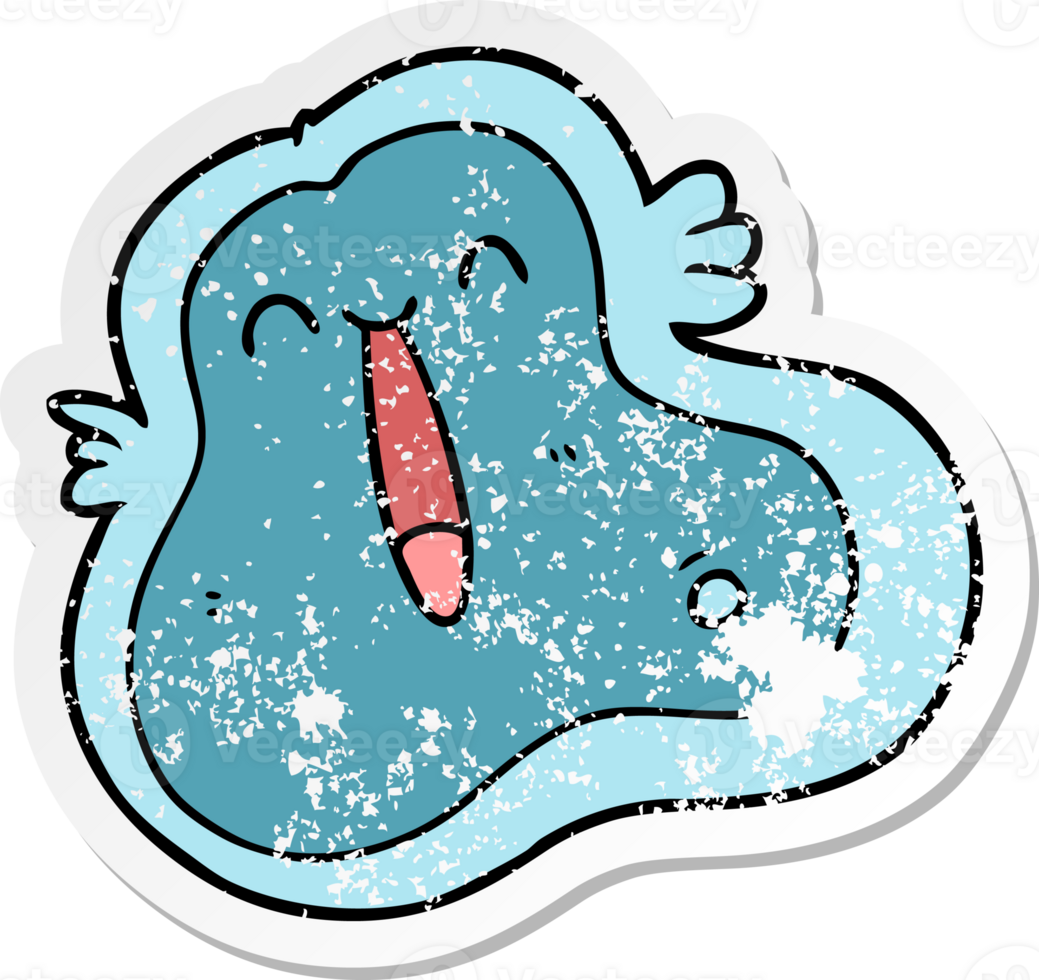 distressed sticker of a cartoon germ png