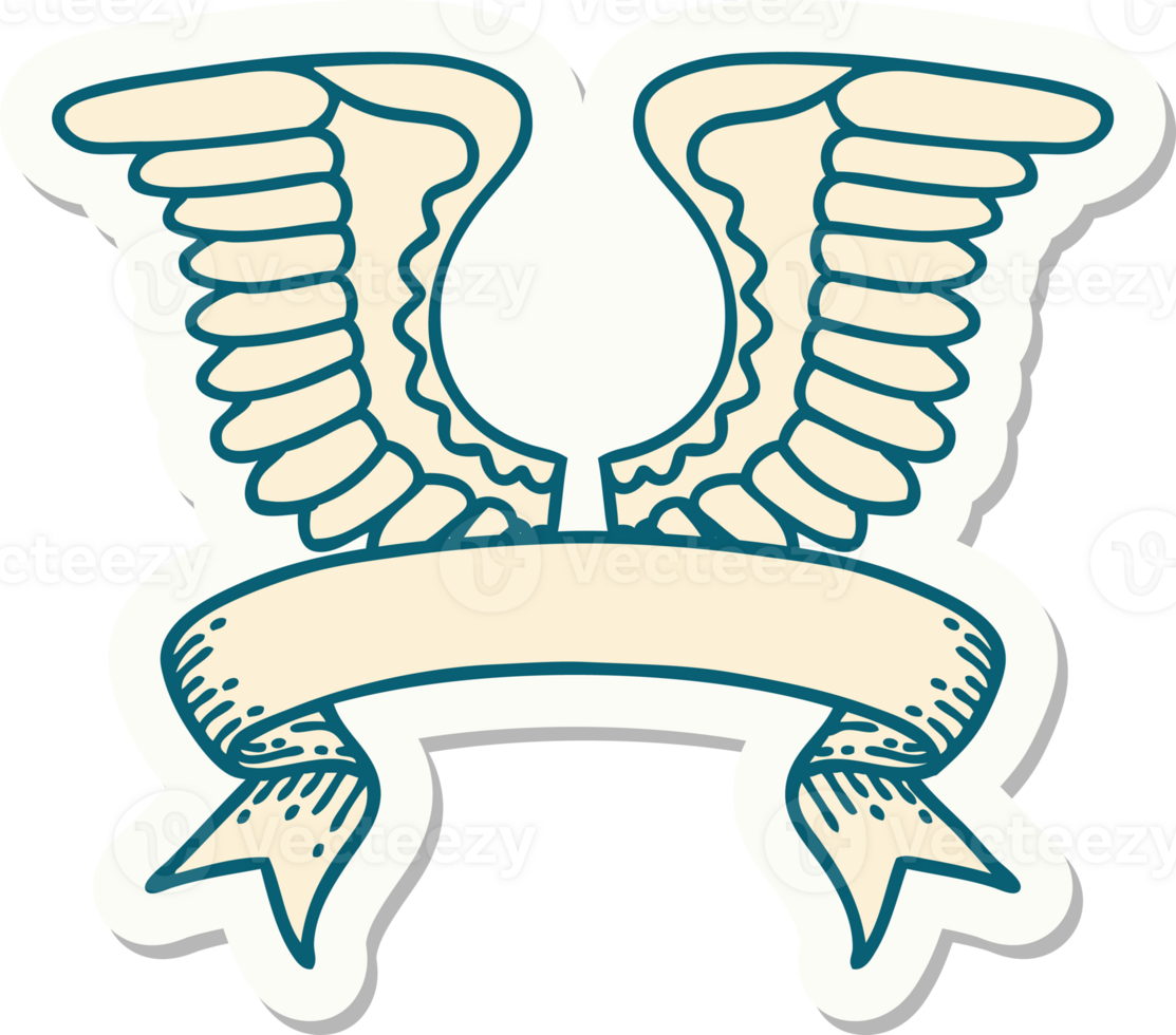tattoo sticker with banner of a wing png