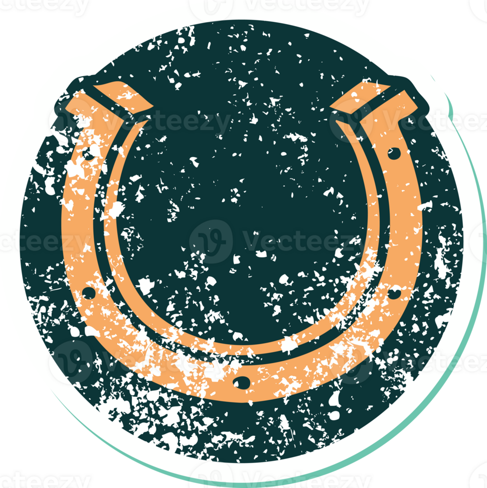distressed sticker tattoo style icon of a horse shoe png