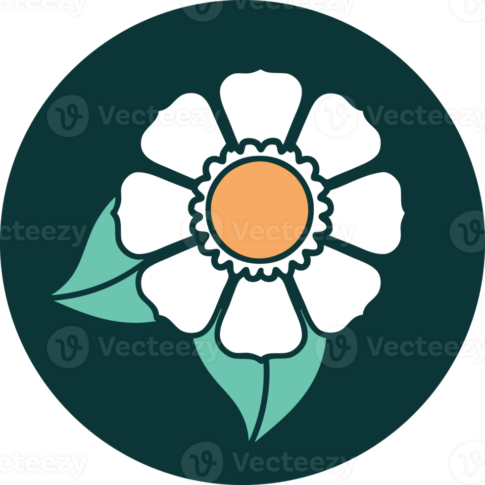 tattoo style icon of a flower png