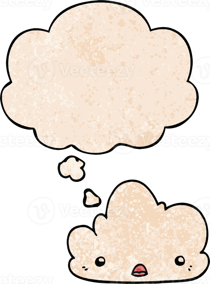 cute cartoon cloud and thought bubble in grunge texture pattern style png