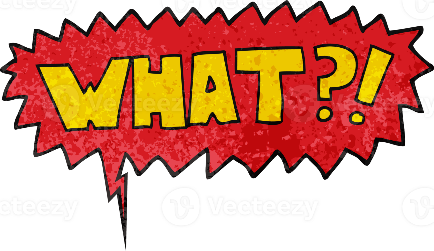 cartoon word What and speech bubble in retro texture style png