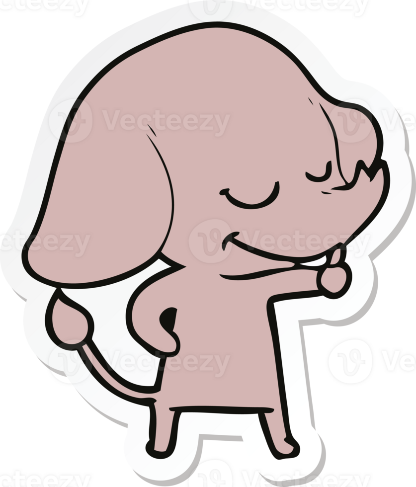 sticker van een cartoon lachende olifant png