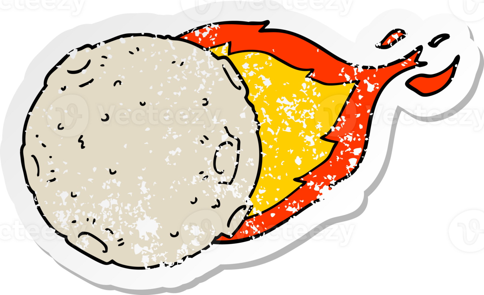 distressed sticker of a cartoon meteorite png