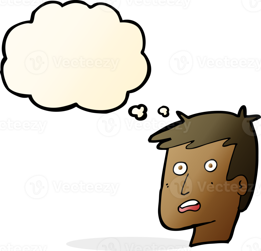 cartoon unhappy face with thought bubble png