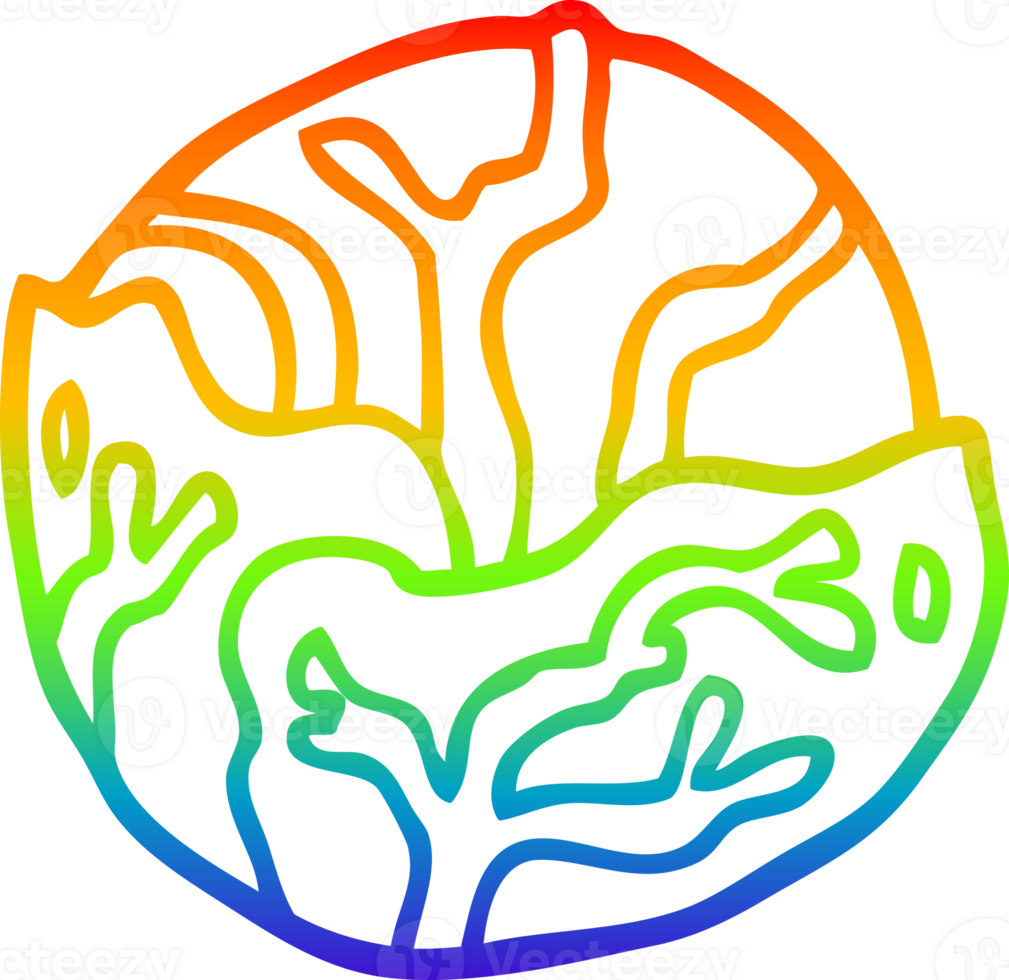 rainbow gradient line drawing cartoon cabbage png